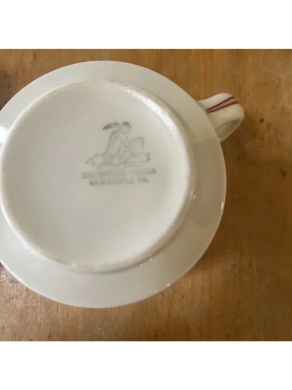 Vintage Shenango Red Rose Point Resturant Wear Coffee Cup Pair 1950s Retro